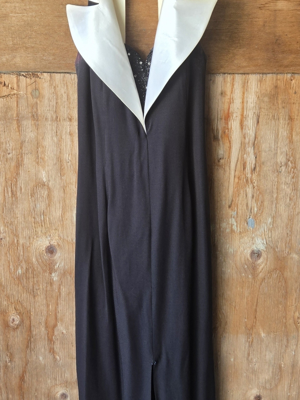 Black Dress with White Collar - Elegant Women's Dress - Algo